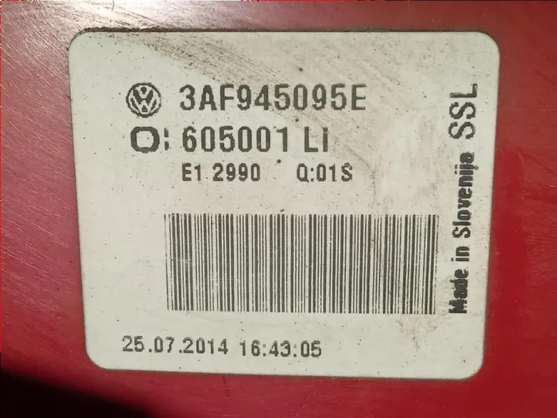 Fanale POST SX 3AF945095E Volkswagen Passat VI Variant 2011