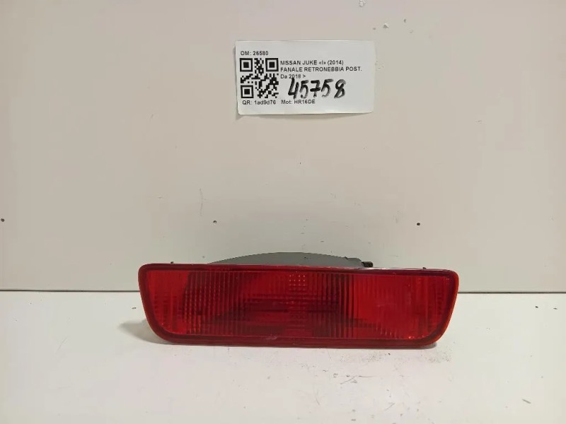 Fanale Retronebbia POST 26580 Nissan JUKE I 2014