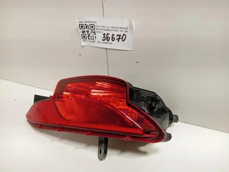 Fanale Retronebbia POST DX 3202001434 Fiat TIPO II 2016