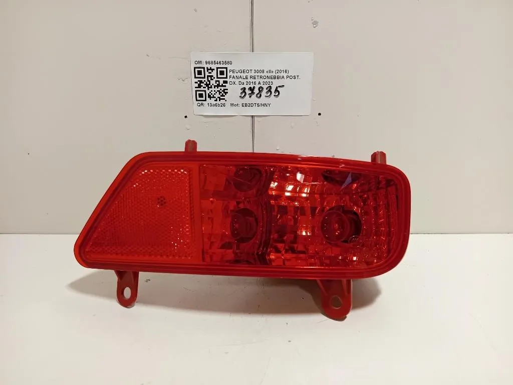 Fanale Retronebbia POST DX 9685463580 Peugeot 3008 II 2016