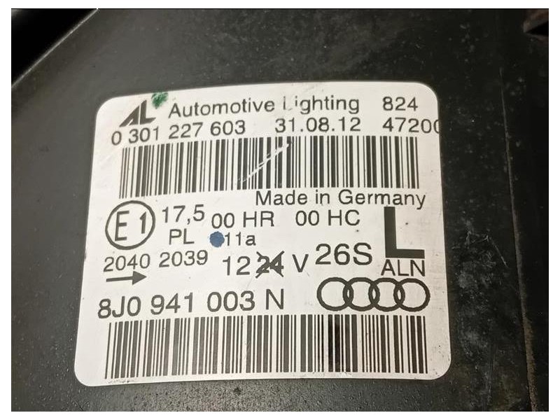 Proiettore ANT SX 8J0 941 003 N DANNI IN FOTO Audi TT 8J3 2010