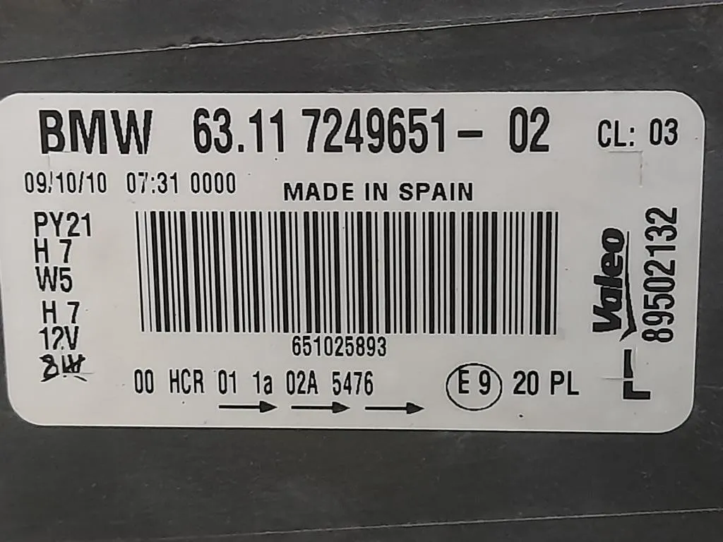 Proiettore ANT SX 724965102 Bmw Serie 1 E81 Berlina 2005