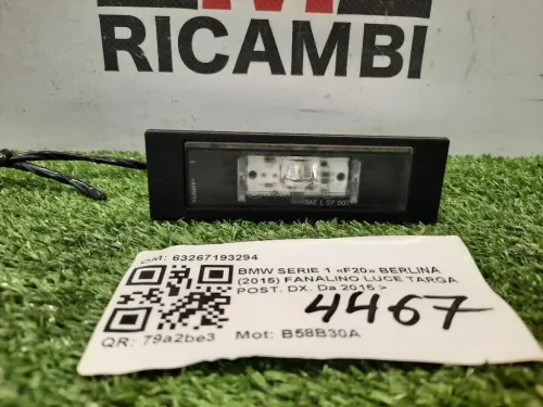 Fanalino LUCE Targa POST DX 63267193294 Bmw Serie 1 F20 Berlina 2015