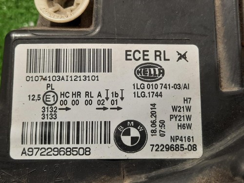 Proiettore ANT SX 7229695-08 BMW FARO Bmw Serie 1 F20 Berlina 2012