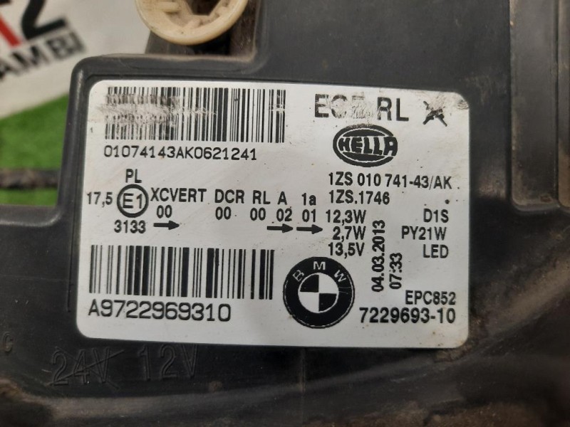 Proiettore ANT SX 7229693-10 BMW FARO Bmw Serie 1 F20 Berlina 2012