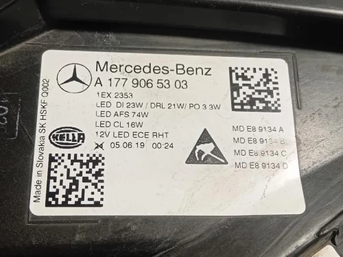 Proiettore ANT SX A1779065303 Mercedes Classe A W177 2018