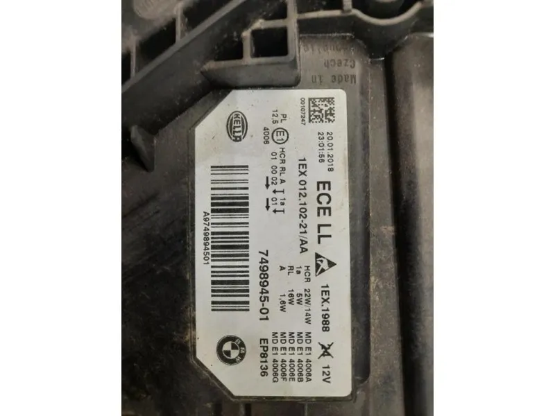 Proiettore ANT SX 7498945 Bmw Serie 3 F30 Berlina 2015