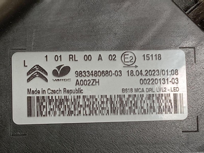 Proiettore ANT SX 9833480680-03 Citroen C3 III 2016