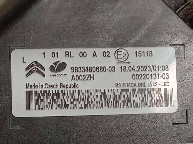 Proiettore ANT SX 9833480680-03 Citroen C3 III 2016