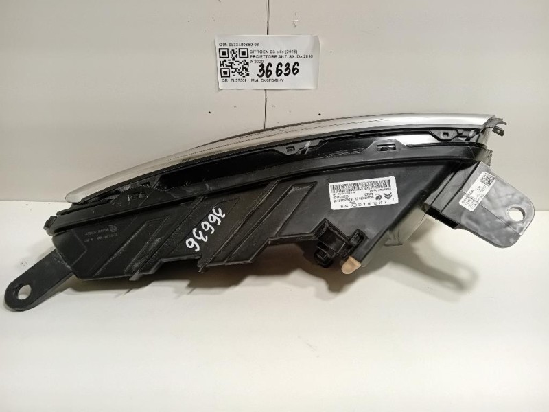 Proiettore ANT SX 9833480680-03 Citroen C3 III 2016