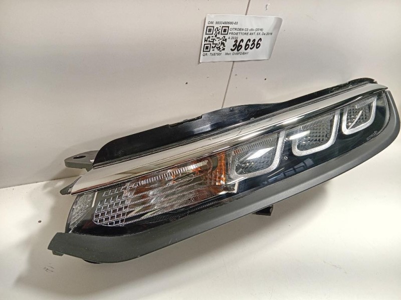 Proiettore ANT SX 9833480680-03 Citroen C3 III 2016