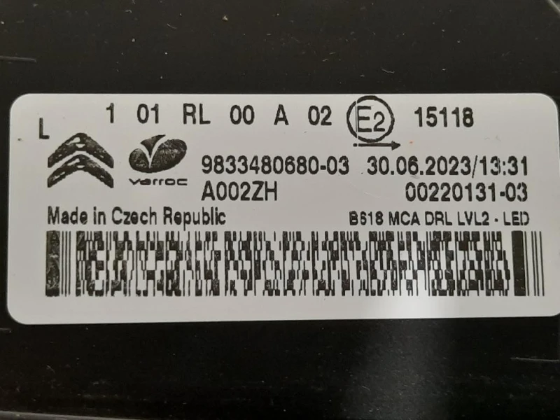 Proiettore ANT SX 9833480680 00220131-03 Citroen C3 III 2020