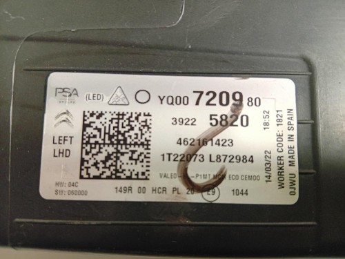 Proiettore ANT SX 39225820 Citroen C3 Aircross 2021