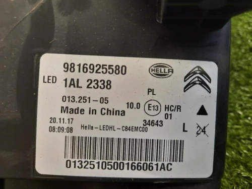 Proiettore ANT SX 9816925580 Citroen C5 Aircross 2018