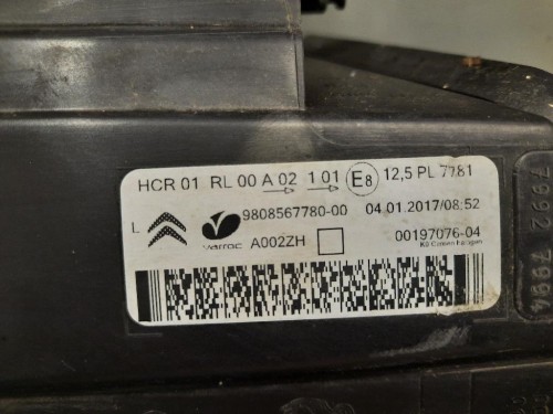 Proiettore ANT SX 9808567780 Citroen Jumpy IV 2016