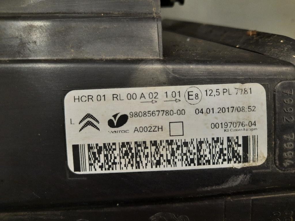 Proiettore ANT SX 9808567780 Citroen Jumpy IV 2016