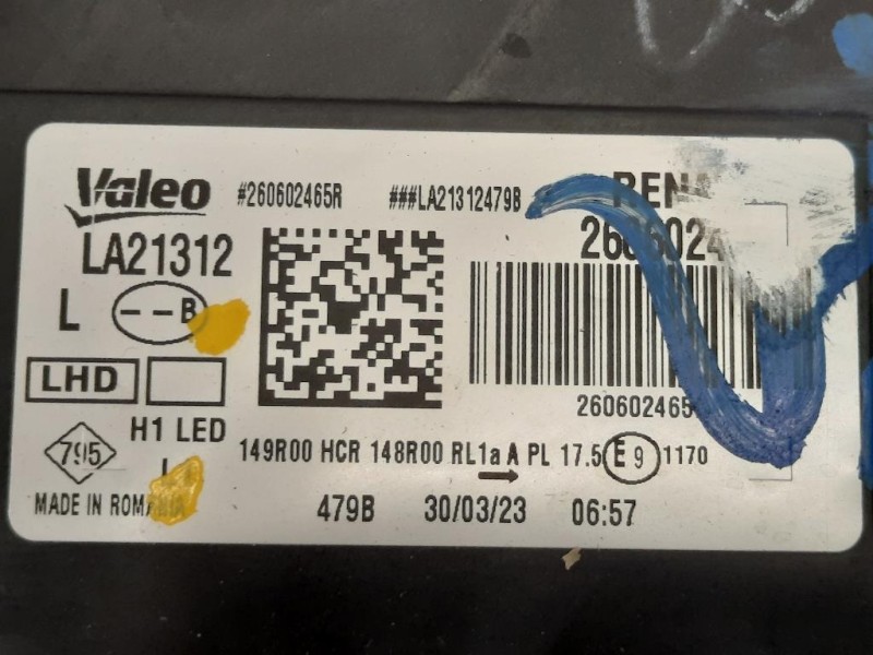 Proiettore ANT SX 260602287R Dacia Duster II 2018