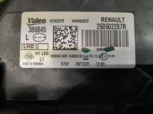 Proiettore ANT SX 260602287R Dacia Duster II 2018