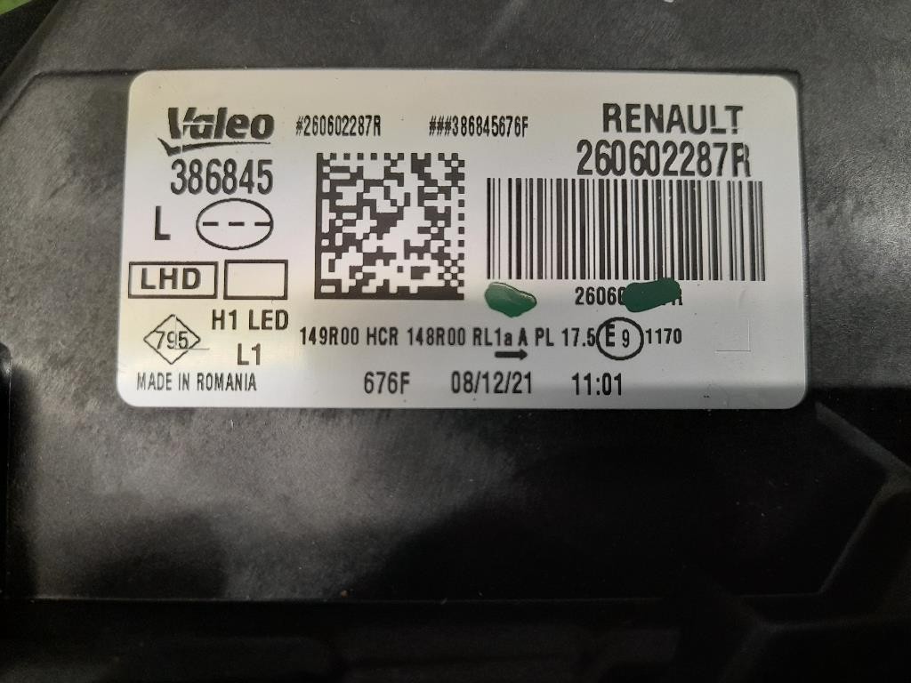 Proiettore ANT SX 260602287R Dacia Duster II 2018