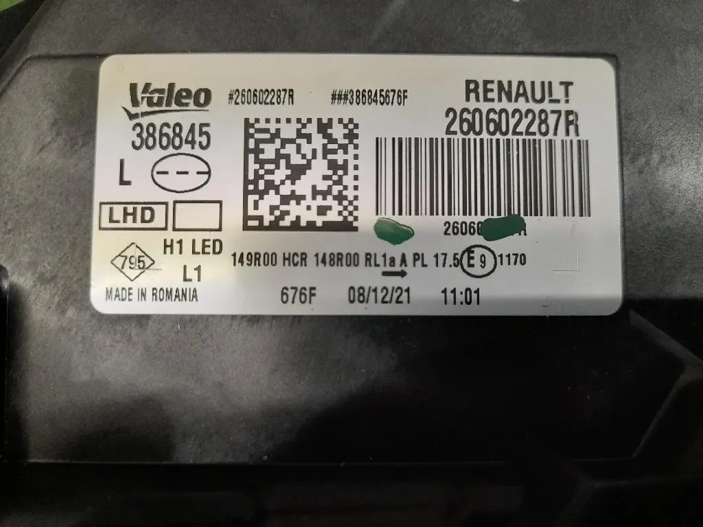 Proiettore ANT SX 260602287R Dacia Duster II 2018