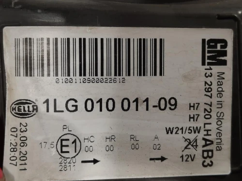 Proiettore ANT SX 1LG010011-09 Opel Astra J 2012