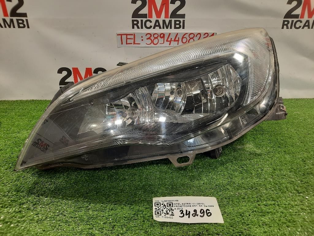 Proiettore ANT SX 1LG010011-09 Opel Astra J 2012