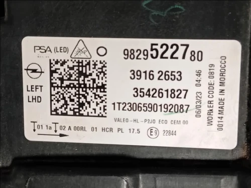 Proiettore ANT SX 9829522780 STAFFA ROTTA Opel Corsa F 2019