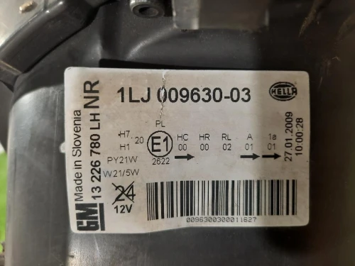 Proiettore ANT SX 1LJ009630-03 Opel Insignia A 2009