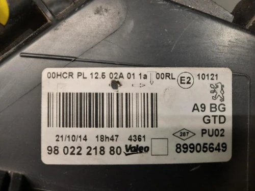 Proiettore ANT SX 9802221880 Peugeot 208 I 2012