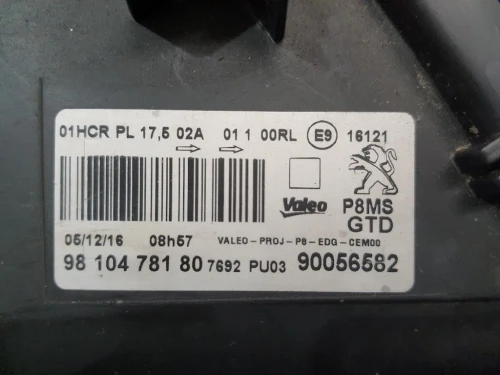 Proiettore ANT SX 9810478180 Peugeot 5008 II 2017