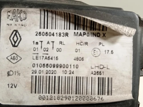 Proiettore ANT SX 260604183R Renault CLIO IV 2013