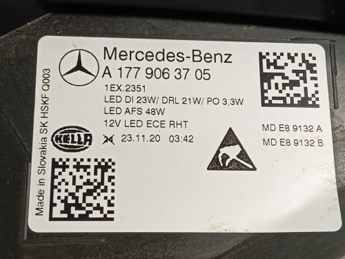 Proiettore ANT SX A1779063705 Mercedes Classe A W177 2018