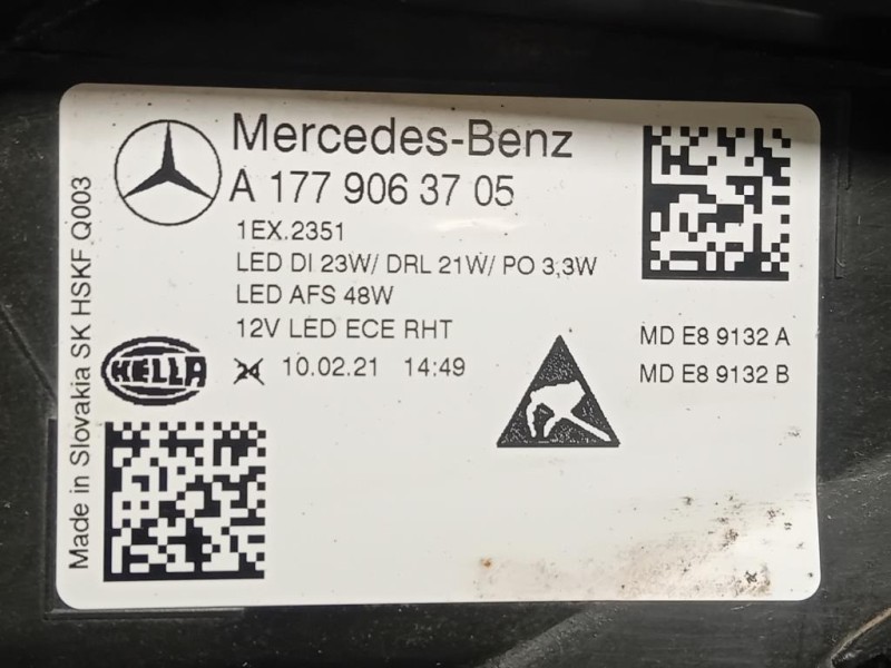 Proiettore ANT SX A1779063705 Mercedes Classe A W177 2022