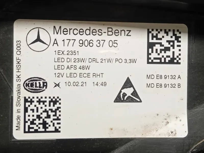 Proiettore ANT SX A1779063705 Mercedes Classe A W177 2022