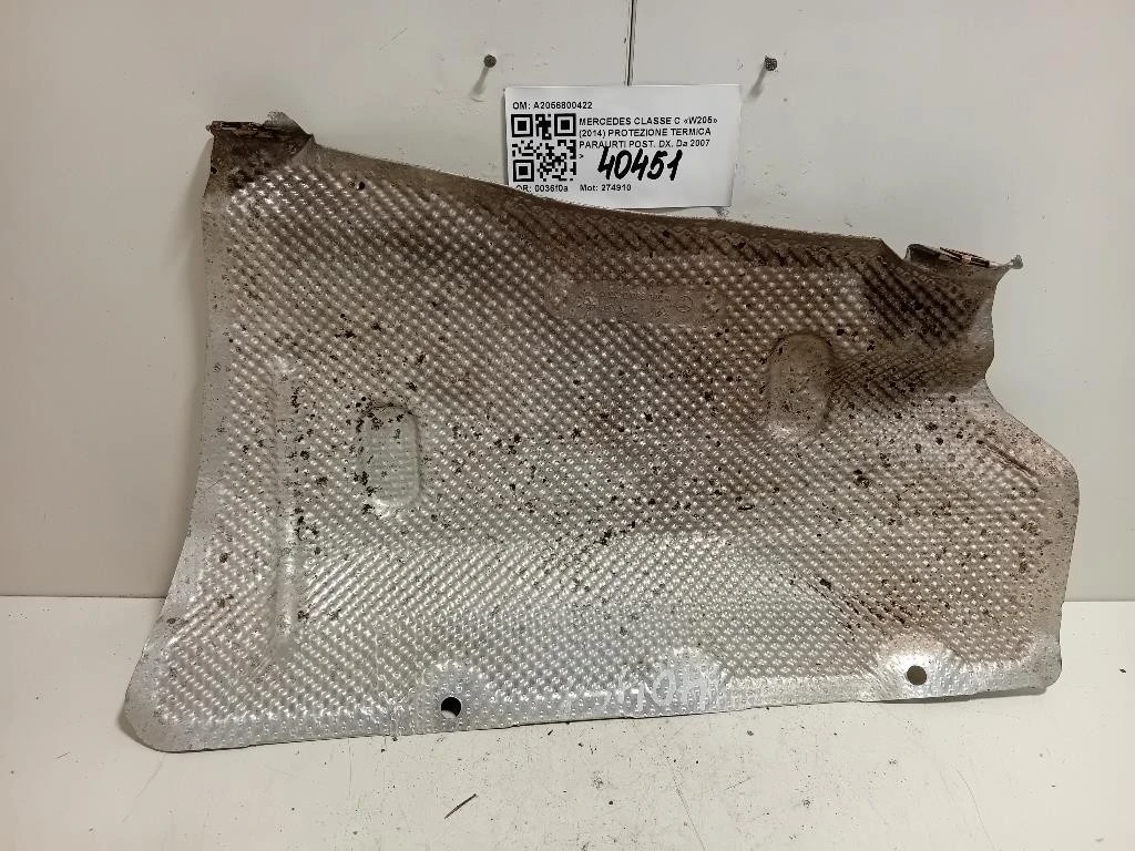 Protezione Termica Paraurti POST DX A2056800422 Mercedes Classe C W205 2014