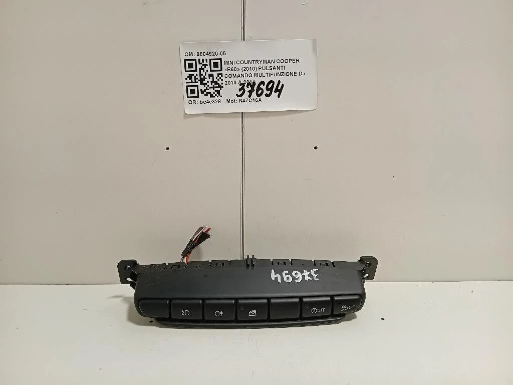 Pulsanti Comando Multifunzione 9804920-05 Mini Countryman Cooper R60 2010