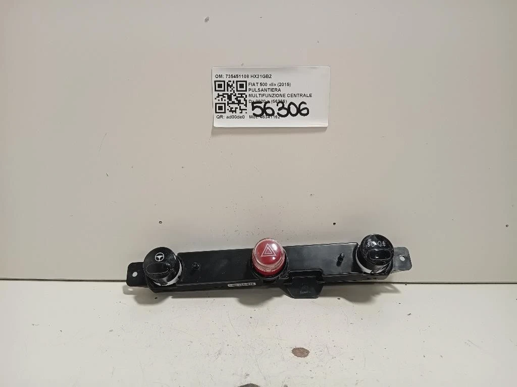Pulsantiera Multifunzione Centrale 735451108 Fiat 500 II 2015