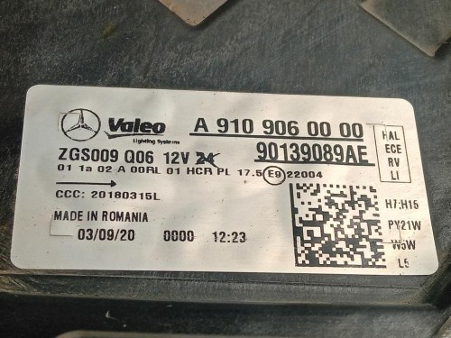 Proiettore ANT SX A 910 906 00 00 Mercedes Sprinter IV 2018