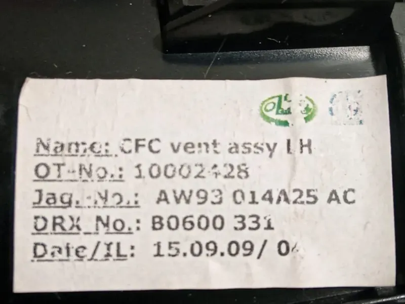 Griglia Condotto ARIA Console Centrale POST POST SX AW93-014A25-AC Jaguar XJ6 III 2003