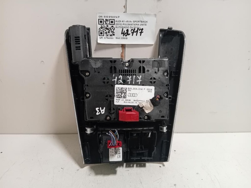Pulsantiera Unità Autoradio 8V0919614P Audi A3 8VA Sportback 2012
