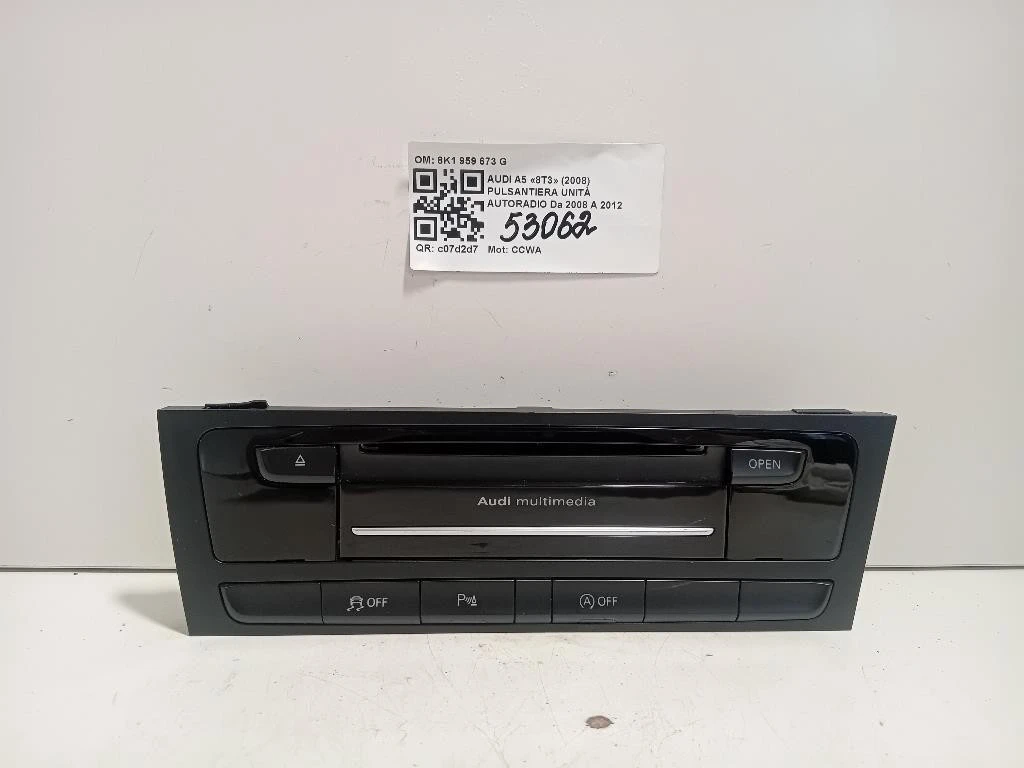 Pulsantiera Unità Autoradio 8K1 959 673 G Audi A5 8T3 2008