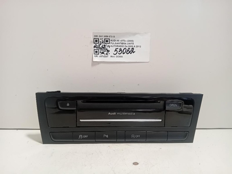 Pulsantiera Unità Autoradio 8K1 959 673 G Audi A5 8T3 2008