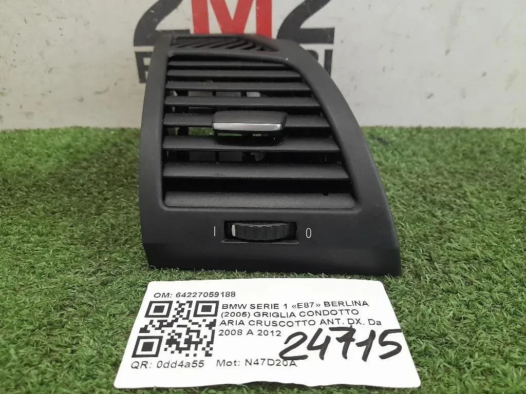 Griglia Condotto ARIA Cruscotto ANT DX 64227059188 Bmw Serie 1 E87 Berlina 2005