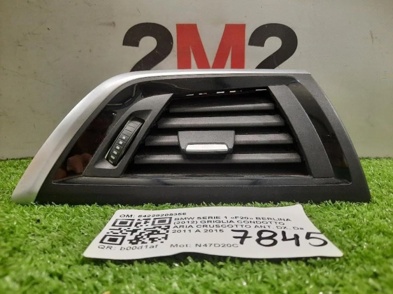 Griglia Condotto ARIA Cruscotto ANT DX 64229205356 F21 F22 F23 DX Bmw Serie 1 F20 Berlina 2012