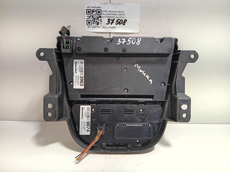 Pulsantiera Unità Autoradio 95363963 Opel Mokka 2013