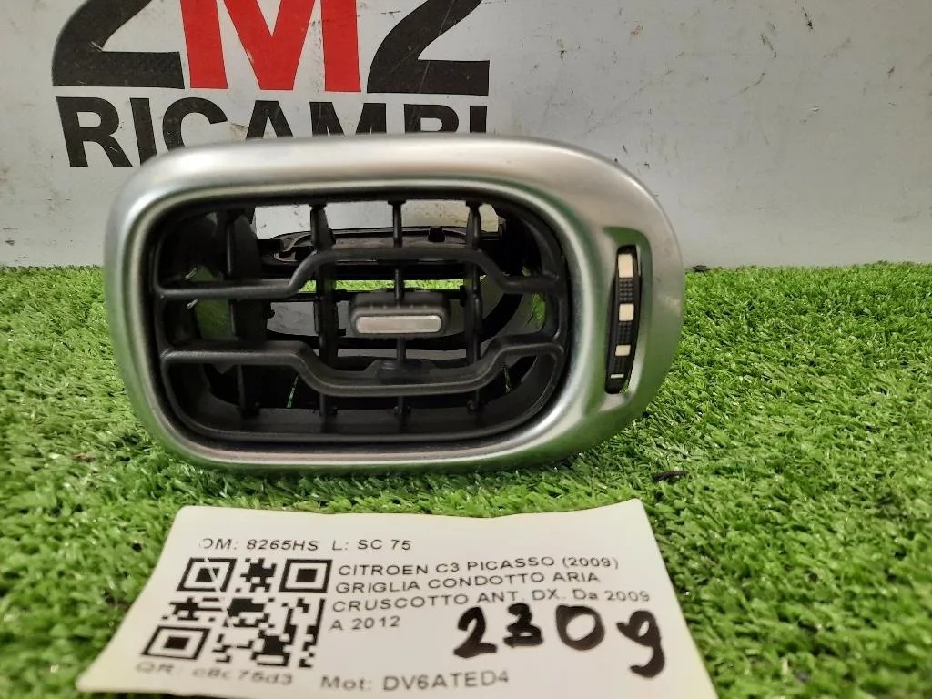 Griglia Condotto ARIA Cruscotto ANT DX 8265HS Citroen C3 Picasso 2009