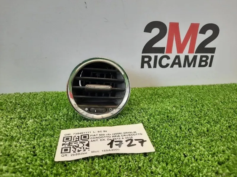 Griglia Condotto ARIA Cruscotto ANT DX 735451111 Fiat 500 II 2008