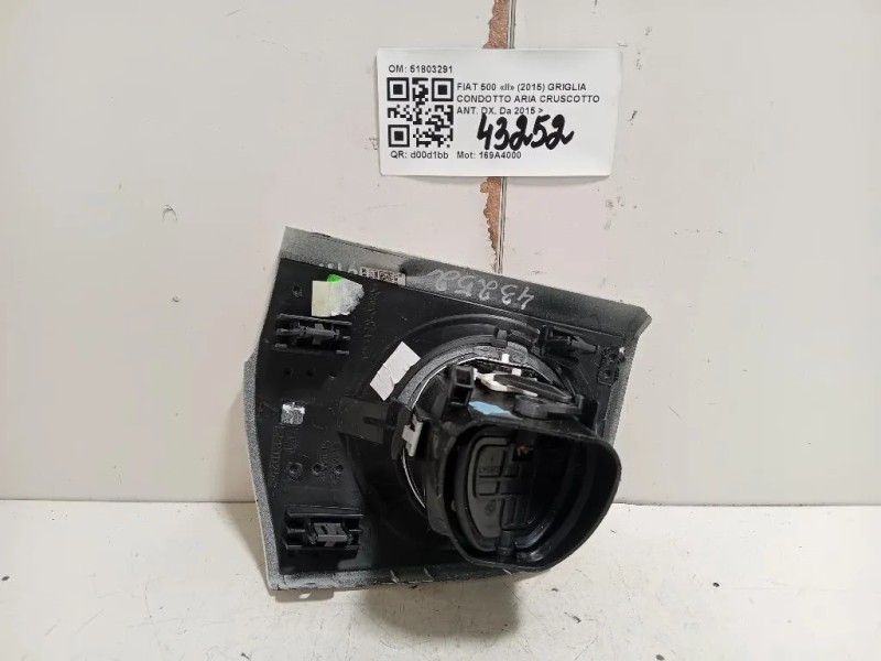 Griglia Condotto ARIA Cruscotto ANT DX 51803291 Fiat 500 II 2015