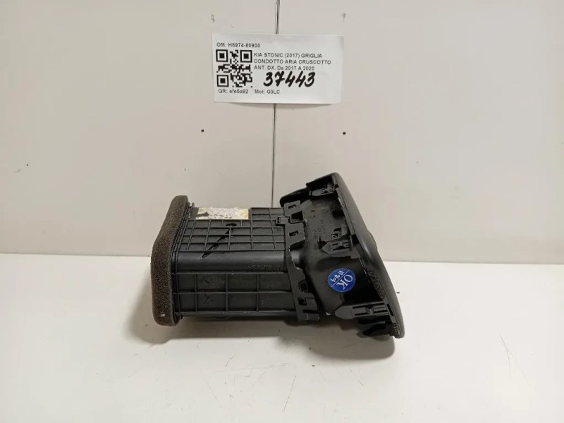 Griglia Condotto ARIA Cruscotto ANT DX H8974-80900 Kia Stonic 2017