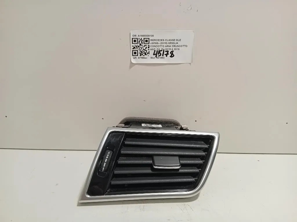 Griglia Condotto ARIA Cruscotto ANT DX A1668309100 Mercedes Classe GLE W166 2015